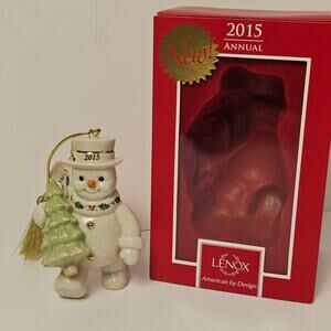 Lenox Happy Holly Days Snowman Ornament 3.5 inches‎